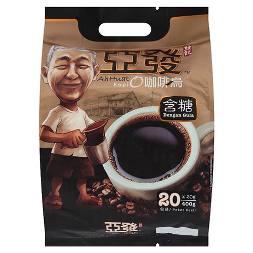 Ah Huat Instant Traditional Black Coffee – Kopi O with Sugar 20 x 20g