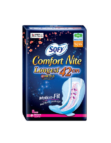 Sofy Comfort Nite Longest Motion-Fit Anti Back Leakage Side Gathers Dry Net – 42cm