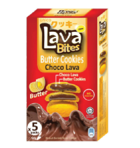 Unico Lava Bites Butter Cookies Choco Lava – 50g